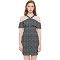Iron Ornament Grid Pattern Shoulder Frill Bodycon Summer Dress View1