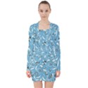 Folk flowers art pattern Floral abstract surface design  Seamless pattern V-neck Bodycon Long Sleeve Dress View1