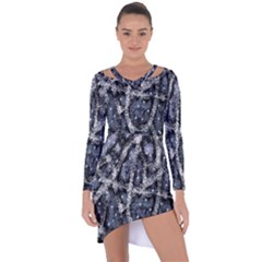 Glithc Grunge Abstract Print Asymmetric Cut-out Shift Dress by dflcprintsclothing