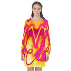 Pop Art Love Graffiti Long Sleeve Chiffon Shift Dress  by essentialimage365
