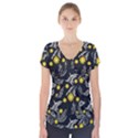 Folk flowers art pattern Floral abstract surface design  Seamless pattern Short Sleeve Front Detail Top View1