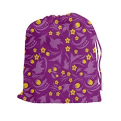 Folk Flowers Art Pattern Floral Abstract Surface Design  Seamless Pattern Drawstring Pouch (2xl) by Eskimos