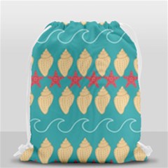 Starfish And Seashells  Sea Drawstring Bag (small) by SychEva