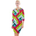 Pop Art Mosaic Quarter Sleeve Hood Bodycon Dress View1