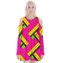 Pop Art Mosaic Velvet Long Sleeve Shoulder Cutout Dress View1