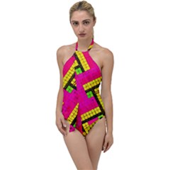 Pop Art Mosaic Go With The Flow One Piece Swimsuit by essentialimage365