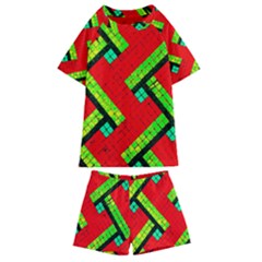 Pop Art Mosaic Kids  Swim Tee And Shorts Set by essentialimage365