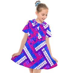 Pop Art Mosaic Kids  Short Sleeve Shirt Dress by essentialimage365
