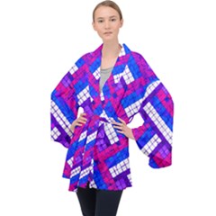 Pop Art Mosaic Long Sleeve Velvet Kimono  by essentialimage365