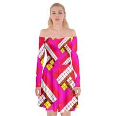 Pop Art Mosaic Off Shoulder Skater Dress by essentialimage365
