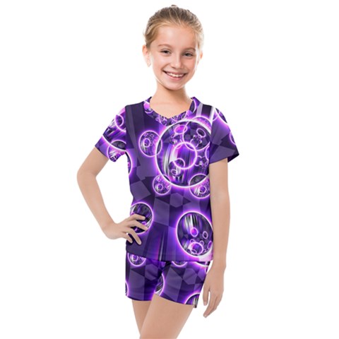 Fractal Illusion Kids  Mesh Tee And Shorts Set by Sparkle