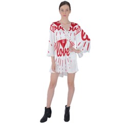 All You Need Is Love V-neck Flare Sleeve Mini Dress by DinzDas