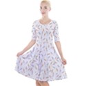 Cute Bunnies and carrots pattern, light colored theme Quarter Sleeve A-Line Dress View1