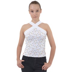 Cute Bunnies And Carrots Pattern, Light Colored Theme Cross Neck Velour Top by Casemiro