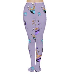 Japanese Ramen Sushi Noodles Rice Bowl Food Pattern Tights by DinzDas