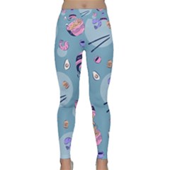 Japanese Ramen Sushi Noodles Rice Bowl Food Pattern 2 Classic Yoga Leggings by DinzDas