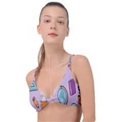 Back To School And Schools Out Kids Pattern Knot Up Bikini Top by DinzDas
