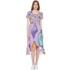 Back To School And Schools Out Kids Pattern High Low Boho Dress by DinzDas