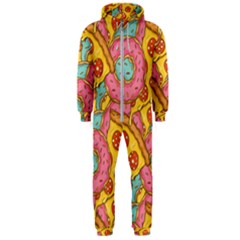 Fast Food Pizza And Donut Pattern Hooded Jumpsuit (men)  by DinzDas