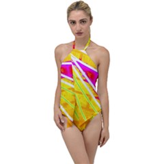 Pop Art Neon Wall Go With The Flow One Piece Swimsuit by essentialimage365