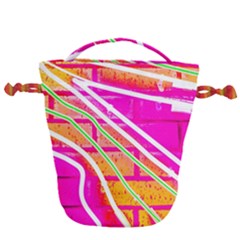 Pop Art Neon Wall Drawstring Bucket Bag by essentialimage365