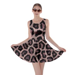 Realistic Leopard Fur Pattern, Brown, Black Spots Skater Dress by Casemiro