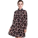 Realistic Leopard fur pattern, brown, black spots Long Sleeve Chiffon Shirt Dress View1