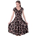 Realistic Leopard fur pattern, brown, black spots Cap Sleeve Wrap Front Dress View1