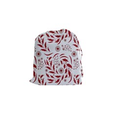 Folk Flowers Art Pattern Floral Abstract Surface Design  Seamless Pattern Drawstring Pouch (small) by Eskimos