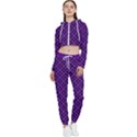 Purple, black and yellow color plaid, retro tartan pattern Cropped Zip Up Lounge Set View1