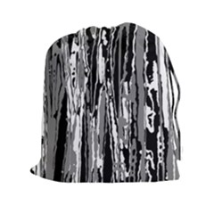 Black And White Abstract Linear Print Drawstring Pouch (2xl) by dflcprintsclothing