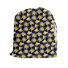 White Floral Love Drawstring Pouch (2xl) by designsbymallika