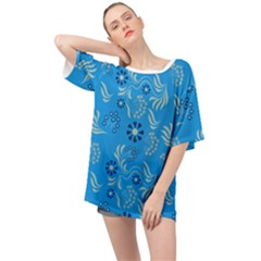 Folk Flowers Art Pattern Floral  Surface Design  Seamless Pattern Oversized Chiffon Top by Eskimos