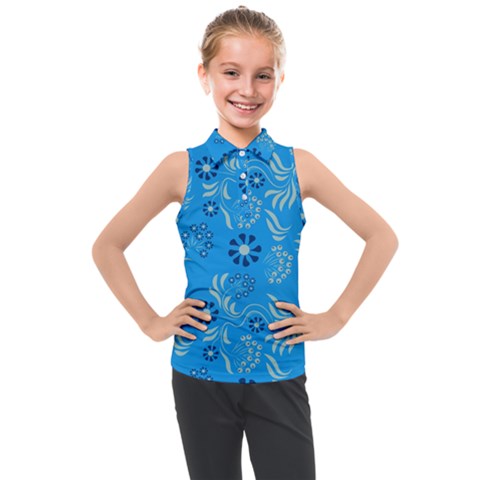 Folk Flowers Art Pattern Floral  Surface Design  Seamless Pattern Kids  Sleeveless Polo Tee by Eskimos
