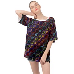 Dark Multicolored Mosaic Pattern Oversized Chiffon Top by dflcprintsclothing