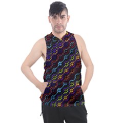 Dark Multicolored Mosaic Pattern Men s Sleeveless Hoodie by dflcprintsclothing