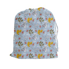 Blue Florals Drawstring Pouch (2xl) by designsbymallika