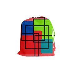 Colorful Rectangle Boxes Drawstring Pouch (medium) by Magicworlddreamarts1