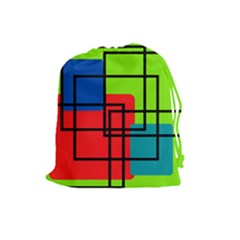 Colorful Rectangle Boxes Drawstring Pouch (large) by Magicworlddreamarts1