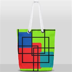 Colorful Rectangle Boxes Full Print Rope Handle Tote (small) by Magicworlddreamarts1