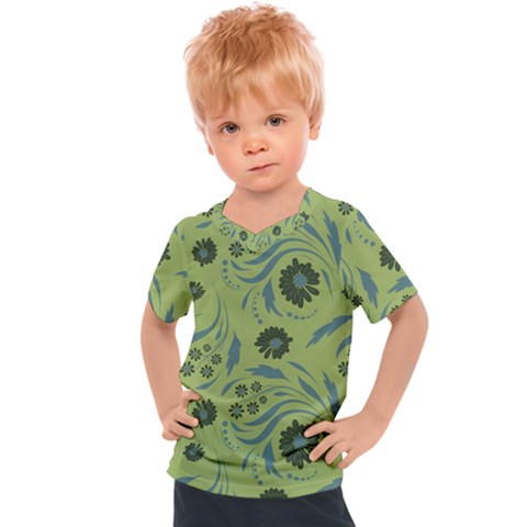 Folk Flowers Art Pattern Kids  Sports Tee by Eskimos