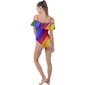 Lgbt Pride Motif Flag Pattern 1 Frill Detail One Piece Swimsuit View2