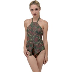 Modern Tropical Motif Print Go With The Flow One Piece Swimsuit by dflcprintsclothing