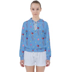 Baby Elephant Flying On Balloons Women s Tie Up Sweat by SychEva