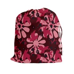 Folk Flowers Art Pattern  Drawstring Pouch (2xl) by Eskimos