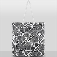 Black And White Geometric Print Full Print Rope Handle Tote (large) by dflcprintsclothing