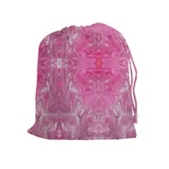 Magenta Repeats Drawstring Pouch (xl) by kaleidomarblingart