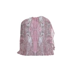 Pink Arabesque Drawstring Pouch (medium) by kaleidomarblingart