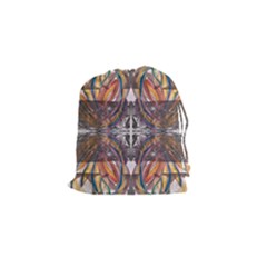 Mixed Media Symmetry Drawstring Pouch (small) by kaleidomarblingart