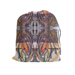 Mixed Media Symmetry Drawstring Pouch (xl) by kaleidomarblingart